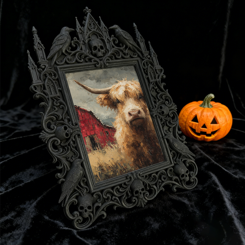 Premium Gothic Dark-style Photo Frame | Witchy Bookbinding Workshop Decor, Photo Ornament, Wall-mountable & Tabletop, Waterproof Sturdy Plas
