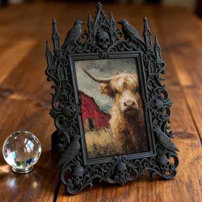 Premium Gothic Dark-style Photo Frame | Witchy Bookbinding Workshop Decor, Photo Ornament, Wall-mountable & Tabletop, Waterproof Sturdy Plas
