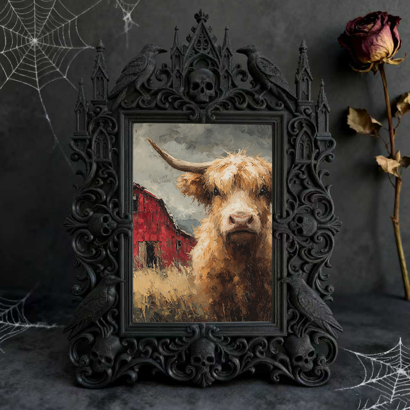 Premium Gothic Dark-style Photo Frame | Witchy Bookbinding Workshop Decor, Photo Ornament, Wall-mountable & Tabletop, Waterproof Sturdy Plas