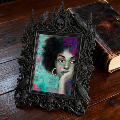 Popular Gothic Dark-style Photo Frame | Dark Floral Wedding Photo Booth Decor, Photo Ornament, Wall/Table Dual-use, Waterproof Romantic Fram