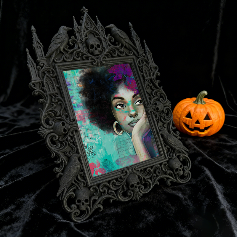 Popular Gothic Dark-style Photo Frame | Dark Floral Wedding Photo Booth Decor, Photo Ornament, Wall/Table Dual-use, Waterproof Romantic Fram