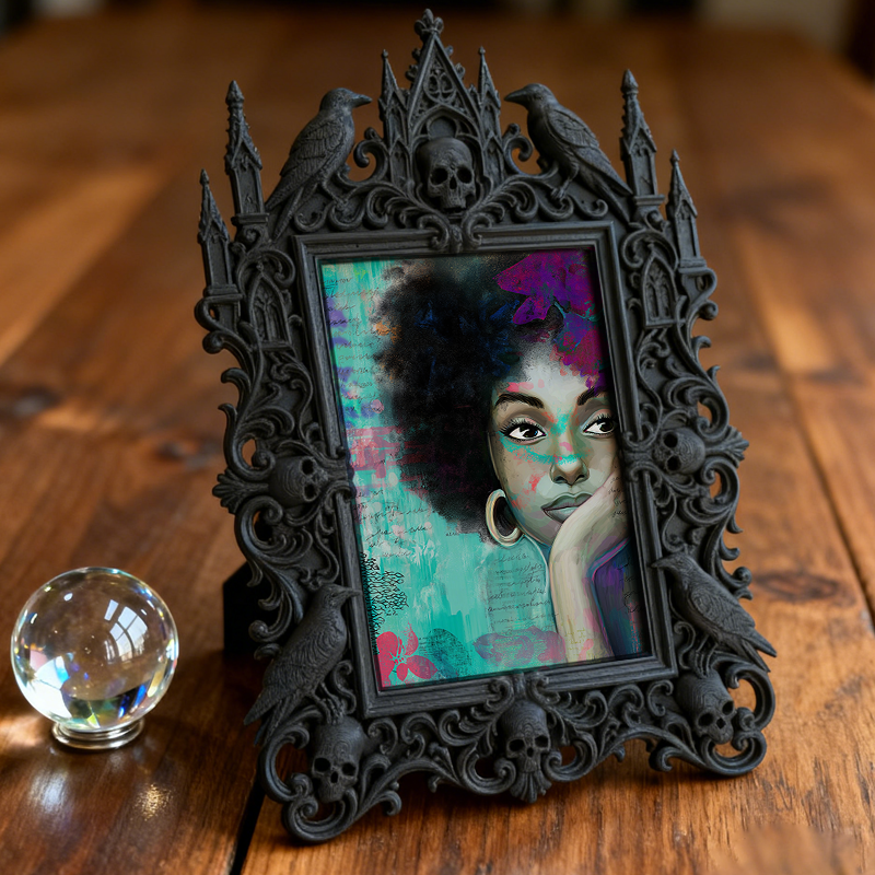 Popular Gothic Dark-style Photo Frame | Dark Floral Wedding Photo Booth Decor, Photo Ornament, Wall/Table Dual-use, Waterproof Romantic Fram