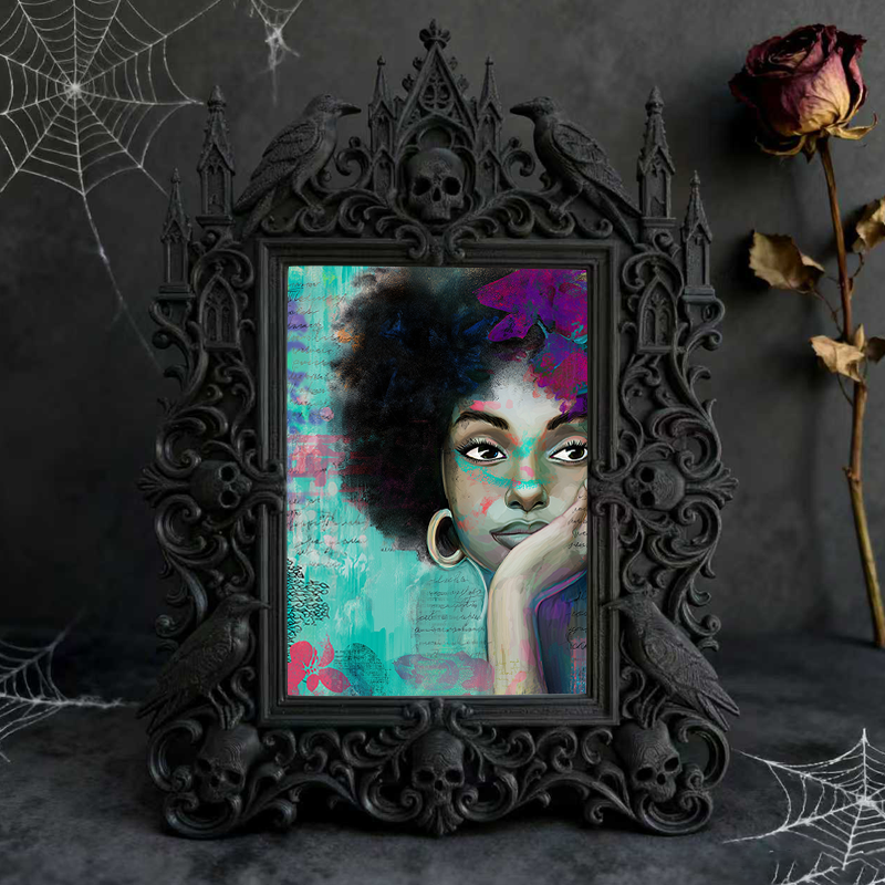 Popular Gothic Dark-style Photo Frame | Dark Floral Wedding Photo Booth Decor, Photo Ornament, Wall/Table Dual-use, Waterproof Romantic Fram