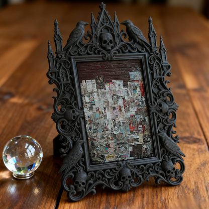 Stylish Gothic Dark-style Photo Frame | Retro Arcade Horror Game Corner Decor, Photo Ornament, Wall-mountable & Tabletop, Waterproof Game-th