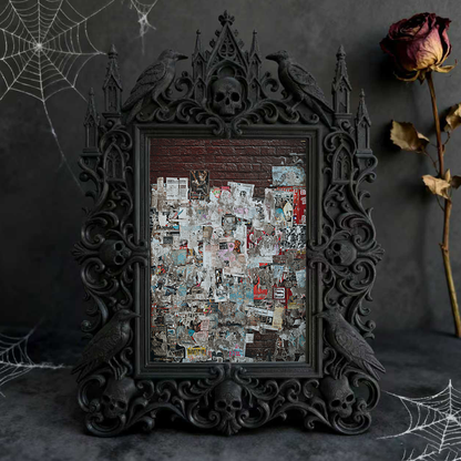 Stylish Gothic Dark-style Photo Frame | Retro Arcade Horror Game Corner Decor, Photo Ornament, Wall-mountable & Tabletop, Waterproof Game-th