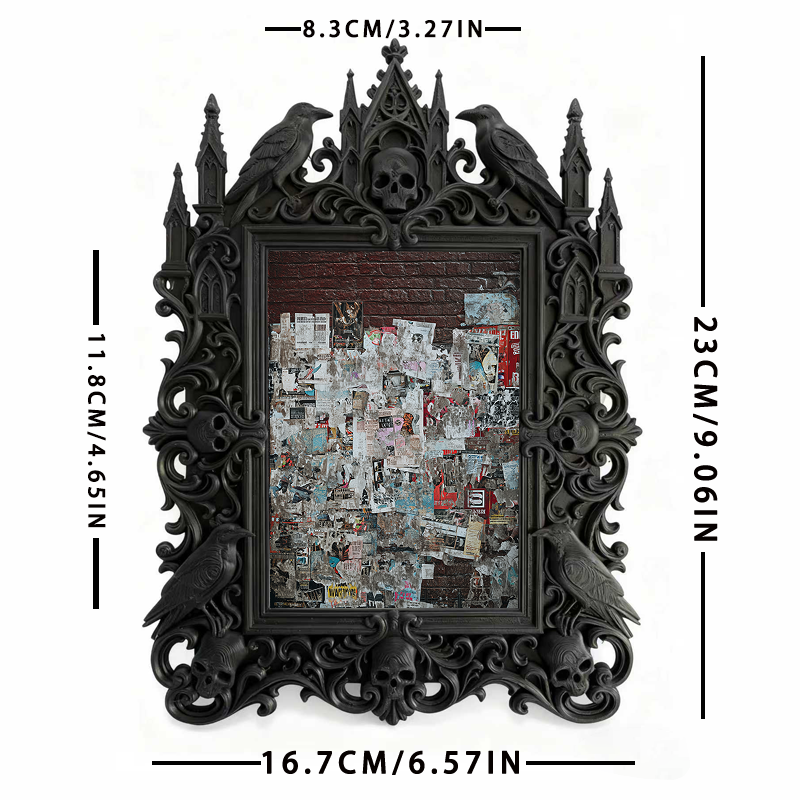 Stylish Gothic Dark-style Photo Frame | Retro Arcade Horror Game Corner Decor, Photo Ornament, Wall-mountable & Tabletop, Waterproof Game-th
