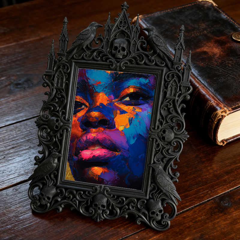 Luxury Gothic Dark-style Photo Frame | Gothic Mansion Themed Party Decor, Photo Ornament, Dual-use Display, Waterproof Luxury Plastic Frame