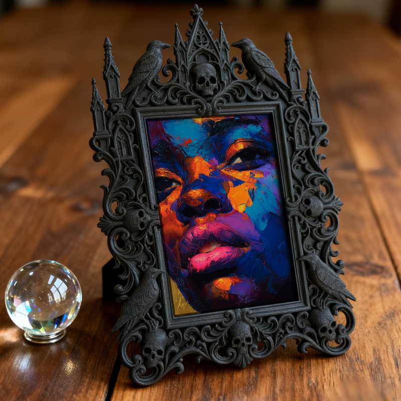Luxury Gothic Dark-style Photo Frame | Gothic Mansion Themed Party Decor, Photo Ornament, Dual-use Display, Waterproof Luxury Plastic Frame