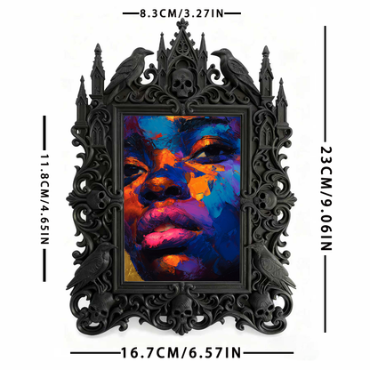 Luxury Gothic Dark-style Photo Frame | Gothic Mansion Themed Party Decor, Photo Ornament, Dual-use Display, Waterproof Luxury Plastic Frame