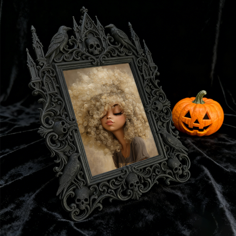 Top-rated Gothic Dark-style Photo Frame | Witchy Crystal Shop Shelf Decor, Photo Ornament, Wall-mountable & Tabletop, Waterproof Sparkle Fra