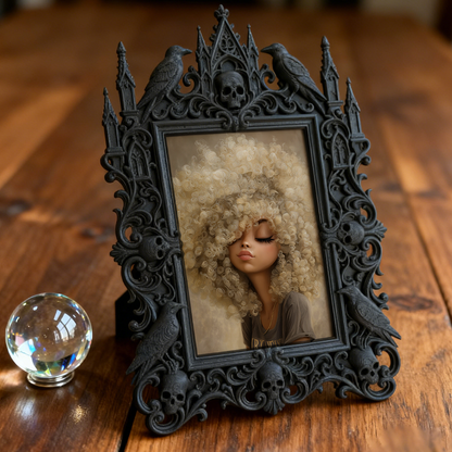 Top-rated Gothic Dark-style Photo Frame | Witchy Crystal Shop Shelf Decor, Photo Ornament, Wall-mountable & Tabletop, Waterproof Sparkle Fra