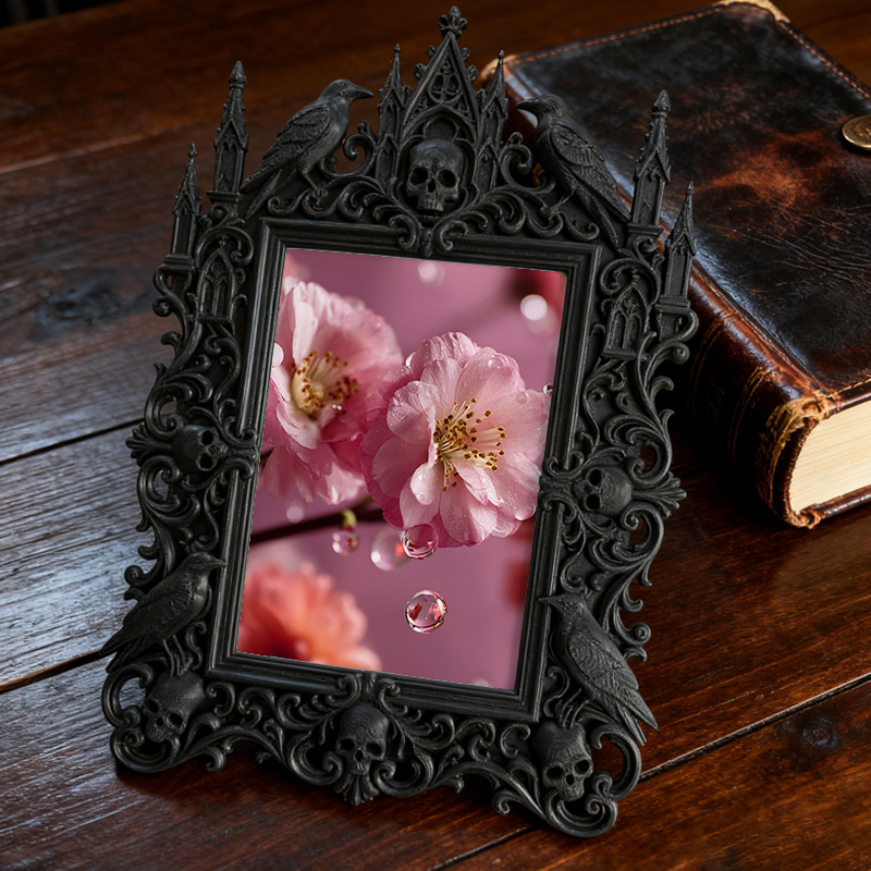 Trendy Gothic Dark-style Photo Frame | Horror Movie Prop Replica Display Decor, Photo Ornament, Wall-mountable & Tabletop, Waterproof Collec