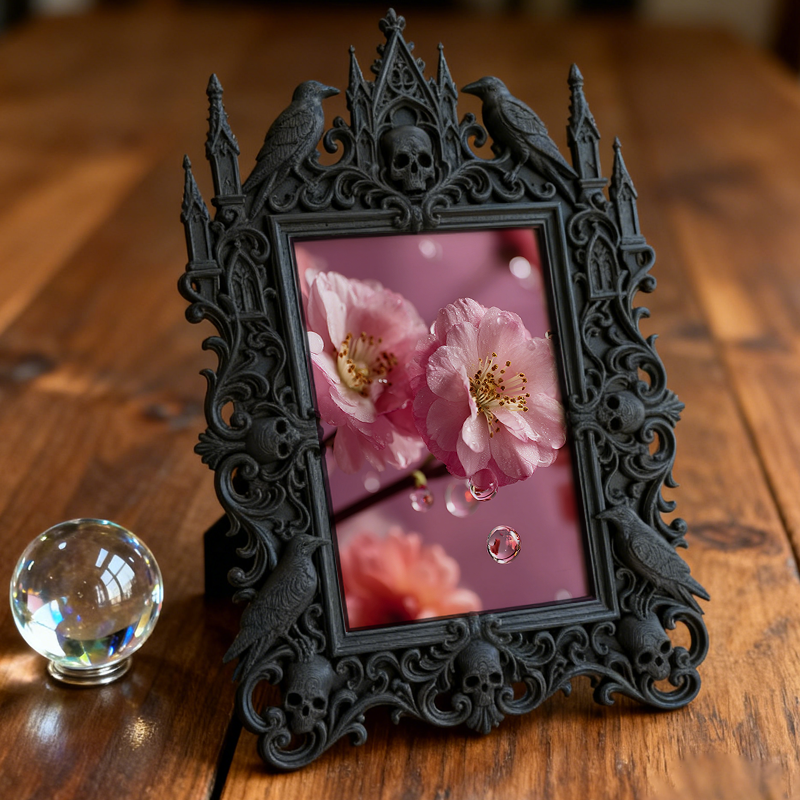 Trendy Gothic Dark-style Photo Frame | Horror Movie Prop Replica Display Decor, Photo Ornament, Wall-mountable & Tabletop, Waterproof Collec