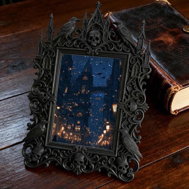 Hot-selling Gothic Dark-style Photo Frame | Gothic Pet Costume Contest Display, Photo Ornament, Dual-use Display, Waterproof Cute Plastic Fr