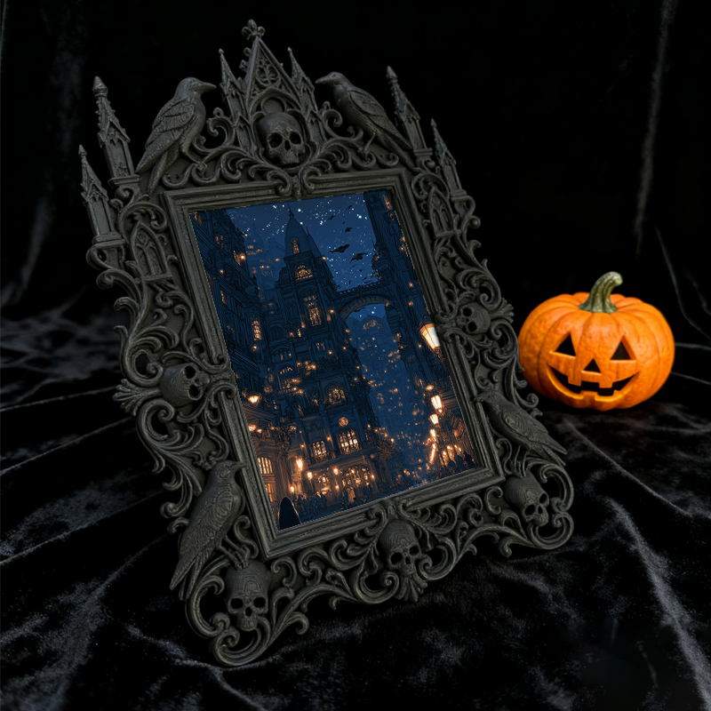 Hot-selling Gothic Dark-style Photo Frame | Gothic Pet Costume Contest Display, Photo Ornament, Dual-use Display, Waterproof Cute Plastic Fr