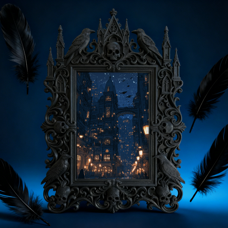 Hot-selling Gothic Dark-style Photo Frame | Gothic Pet Costume Contest Display, Photo Ornament, Dual-use Display, Waterproof Cute Plastic Fr