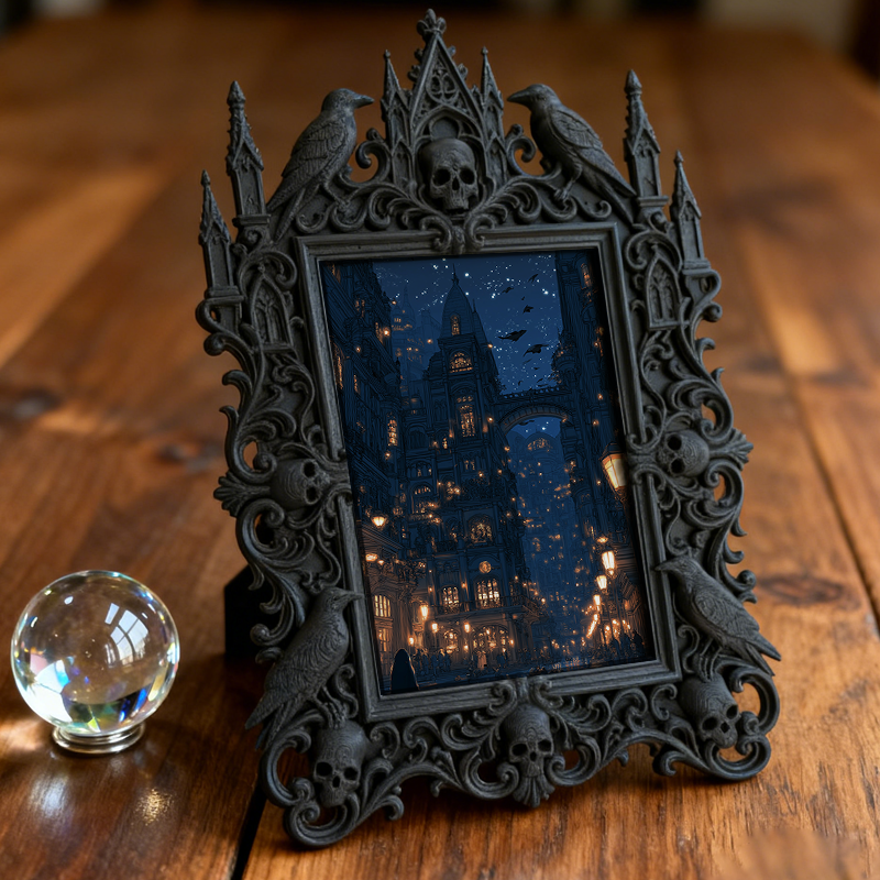 Hot-selling Gothic Dark-style Photo Frame | Gothic Pet Costume Contest Display, Photo Ornament, Dual-use Display, Waterproof Cute Plastic Fr