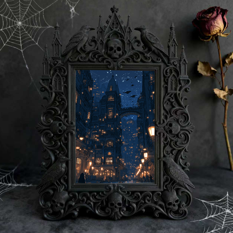 Hot-selling Gothic Dark-style Photo Frame | Gothic Pet Costume Contest Display, Photo Ornament, Dual-use Display, Waterproof Cute Plastic Fr