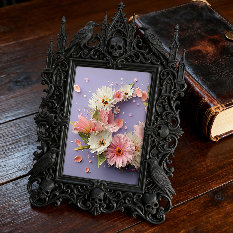 Premium Gothic Dark-style Photo Frame | Witchy Home Brewing Meadery Decor, Photo Ornament, Wall-mountable & Tabletop, Waterproof Rustic Fram