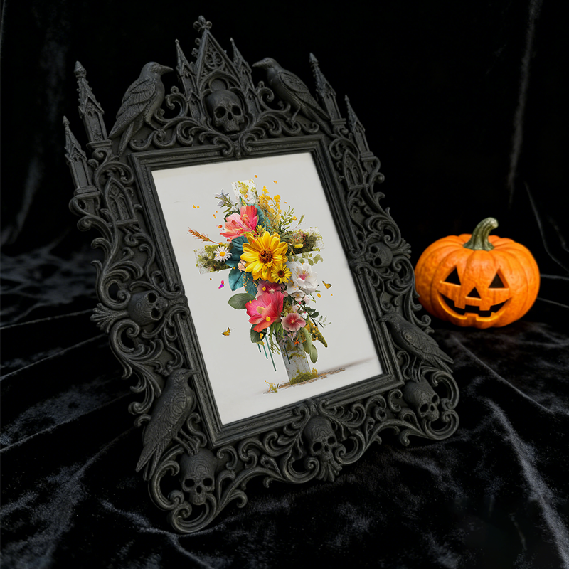Stylish Gothic Dark-style Photo Frame | Retro Bicycle Repair Shop Wall Decor, Photo Ornament, Wall-mountable & Tabletop, Waterproof Industri