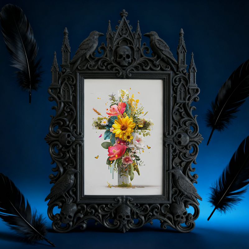 Stylish Gothic Dark-style Photo Frame | Retro Bicycle Repair Shop Wall Decor, Photo Ornament, Wall-mountable & Tabletop, Waterproof Industri