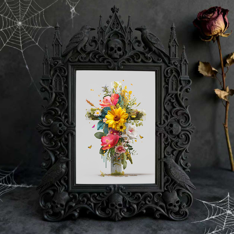 Stylish Gothic Dark-style Photo Frame | Retro Bicycle Repair Shop Wall Decor, Photo Ornament, Wall-mountable & Tabletop, Waterproof Industri