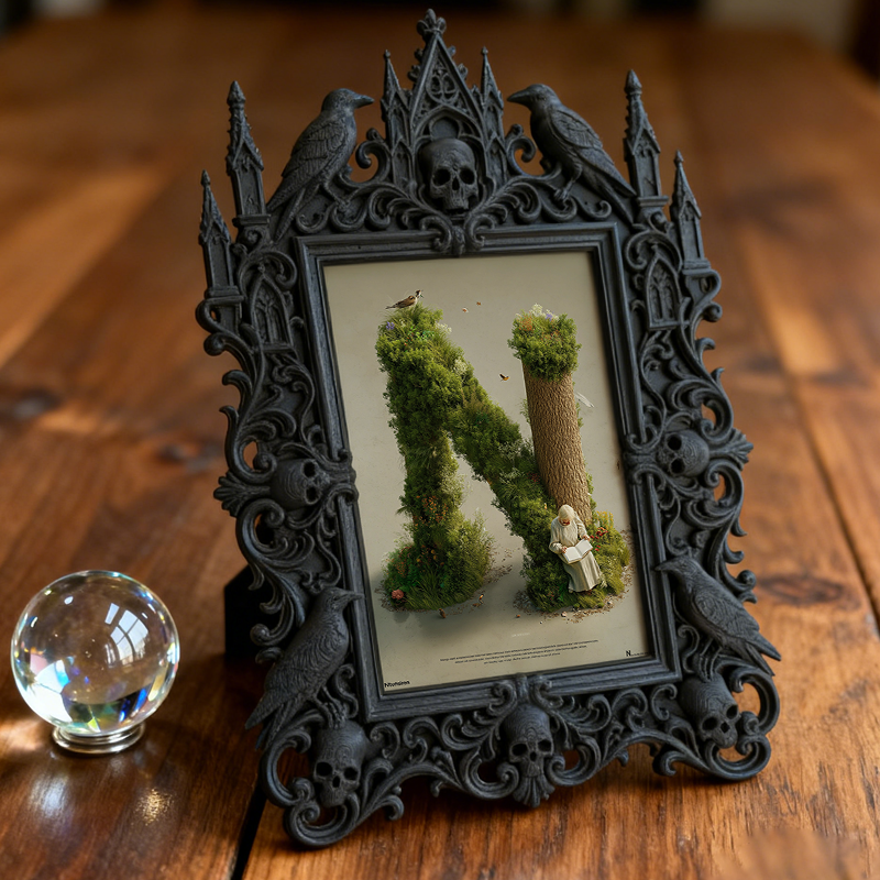 Top-rated Gothic Dark-style Photo Frame | Witchy Halloween Costume Shop Decor, Photo Ornament, Wall-mountable & Tabletop, Waterproof Holiday