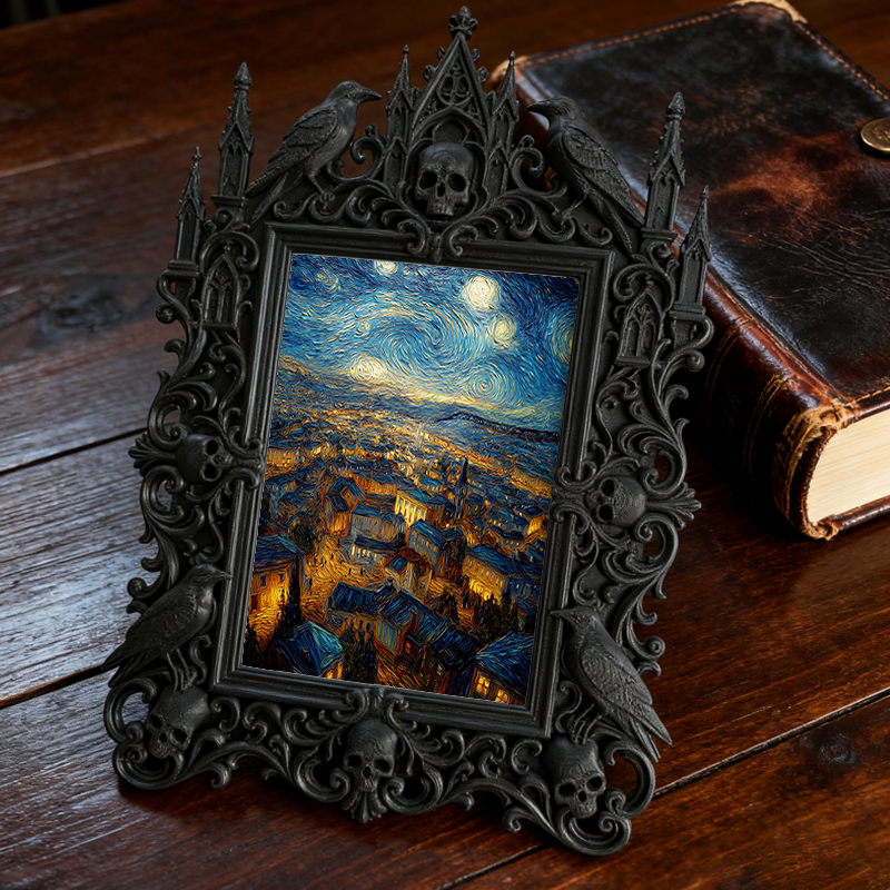 Bestseller Gothic Dark-style Photo Frame | Dark Academia Stationery Shop Shelf Decor, Photo Ornament, Wall/Table Dual-use, Waterproof Office
