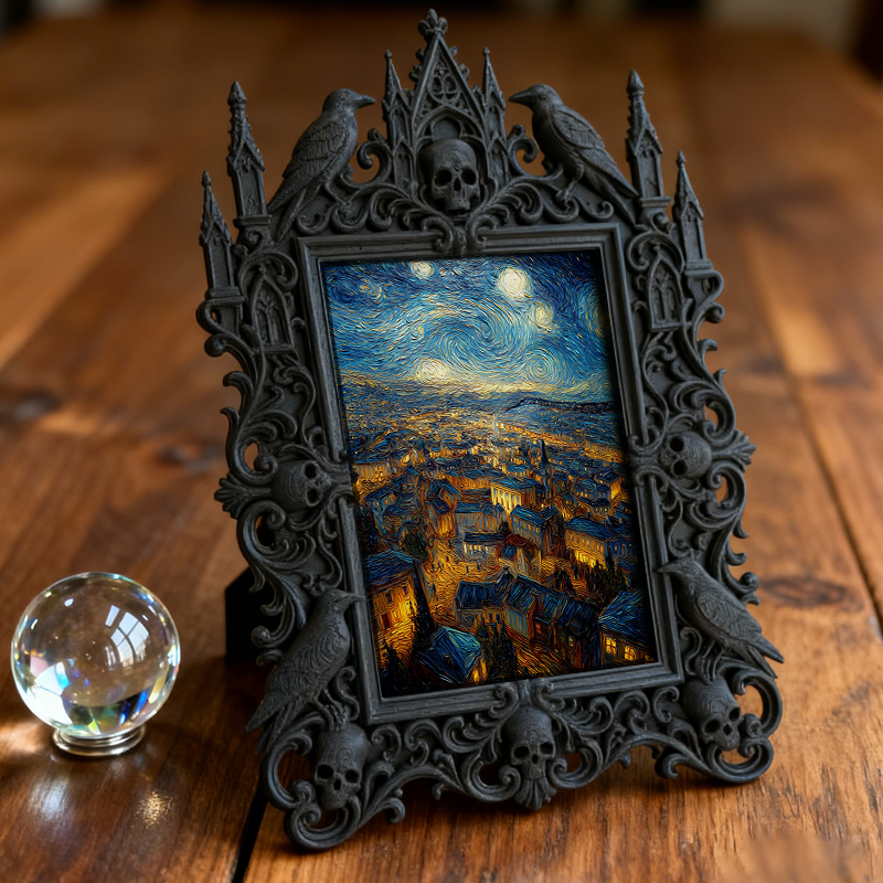 Bestseller Gothic Dark-style Photo Frame | Dark Academia Stationery Shop Shelf Decor, Photo Ornament, Wall/Table Dual-use, Waterproof Office