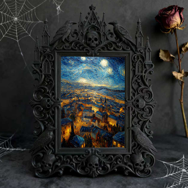 Bestseller Gothic Dark-style Photo Frame | Dark Academia Stationery Shop Shelf Decor, Photo Ornament, Wall/Table Dual-use, Waterproof Office