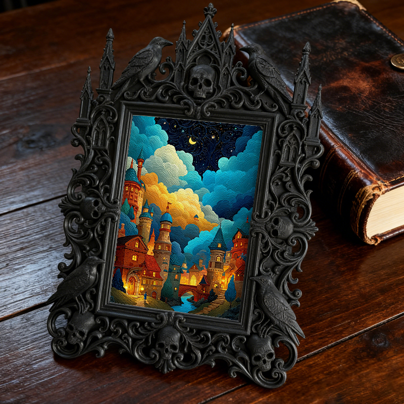Premium Gothic Dark-style Photo Frame | Magical Potion Shop Counter Decor, Photo Ornament, Wall-mountable & Tabletop, Waterproof Plastic Fra