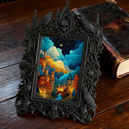 Premium Gothic Dark-style Photo Frame | Magical Potion Shop Counter Decor, Photo Ornament, Wall-mountable & Tabletop, Waterproof Plastic Fra