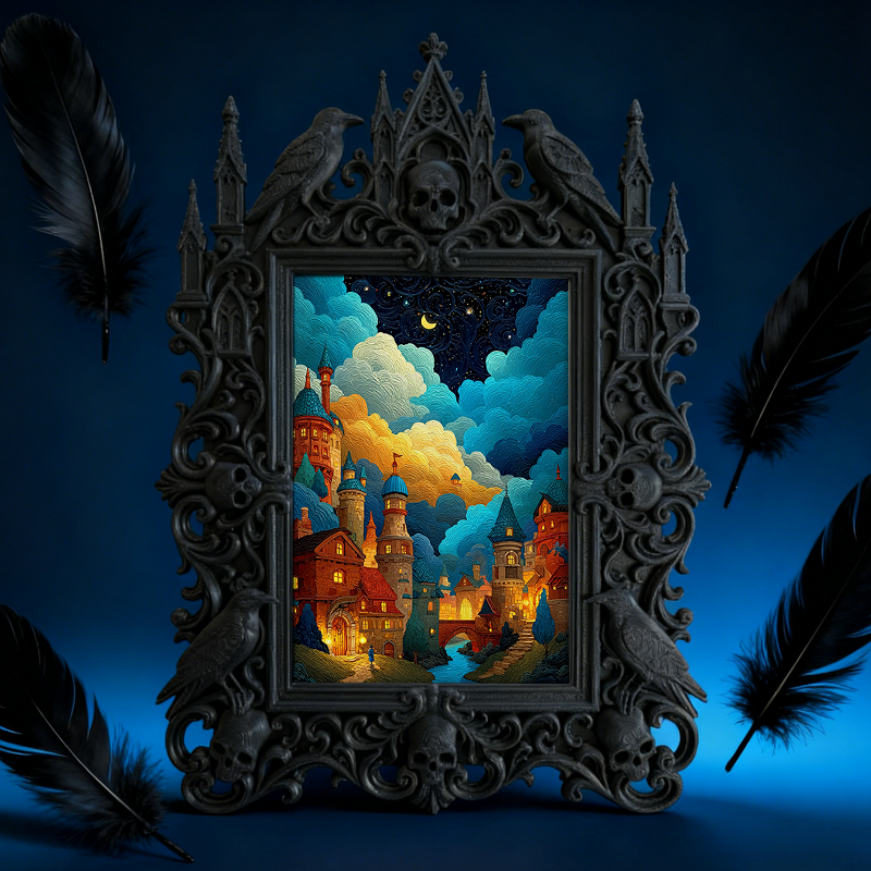Premium Gothic Dark-style Photo Frame | Magical Potion Shop Counter Decor, Photo Ornament, Wall-mountable & Tabletop, Waterproof Plastic Fra
