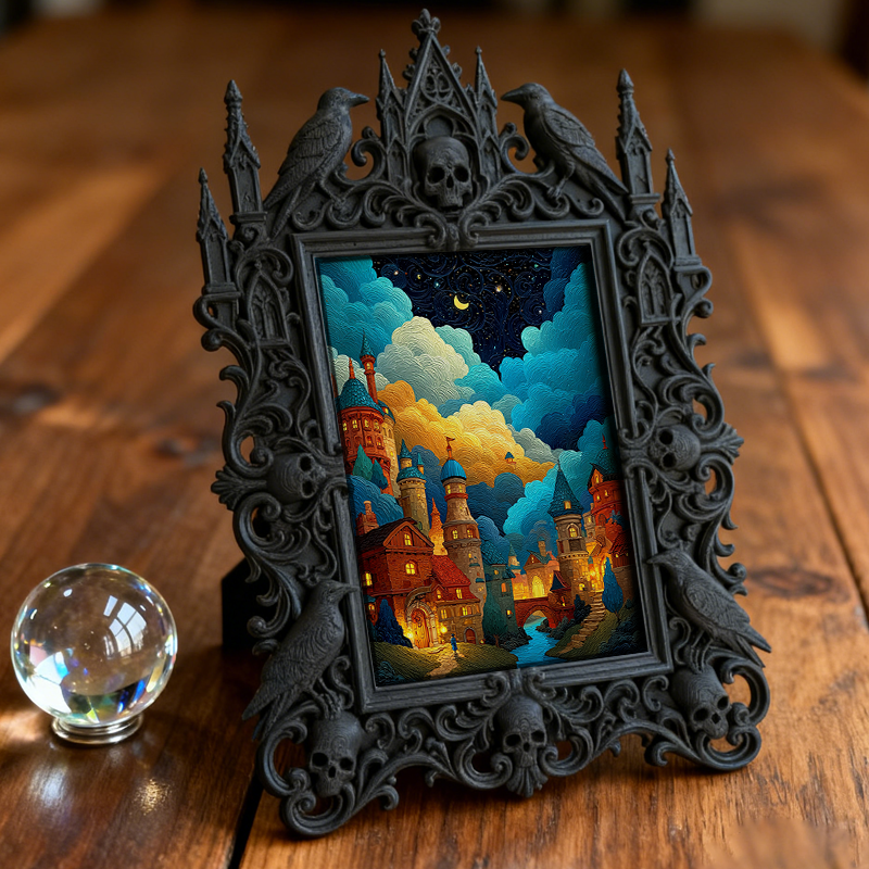 Premium Gothic Dark-style Photo Frame | Magical Potion Shop Counter Decor, Photo Ornament, Wall-mountable & Tabletop, Waterproof Plastic Fra