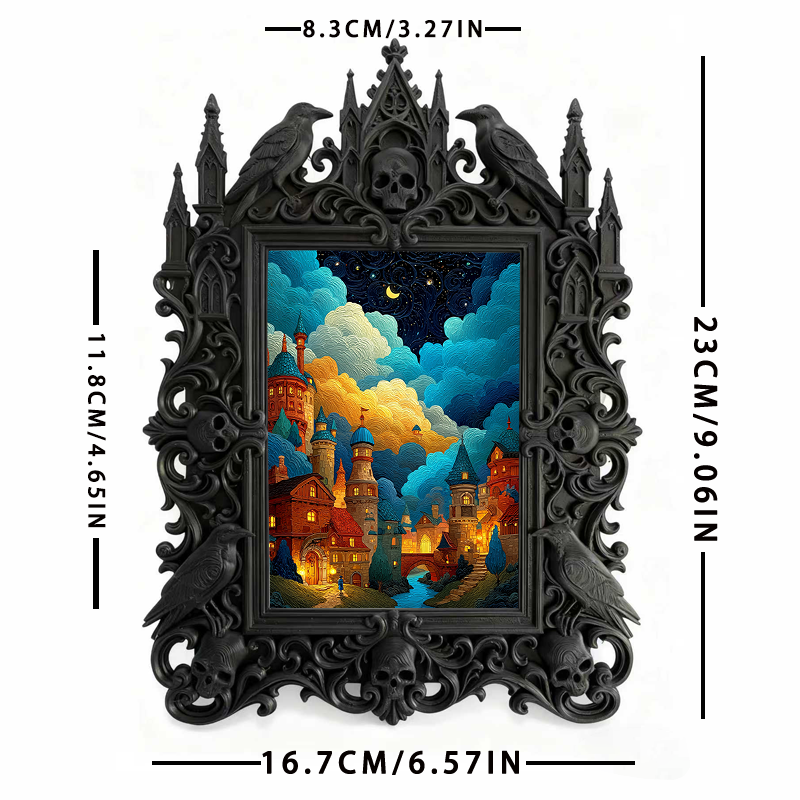 Premium Gothic Dark-style Photo Frame | Magical Potion Shop Counter Decor, Photo Ornament, Wall-mountable & Tabletop, Waterproof Plastic Fra