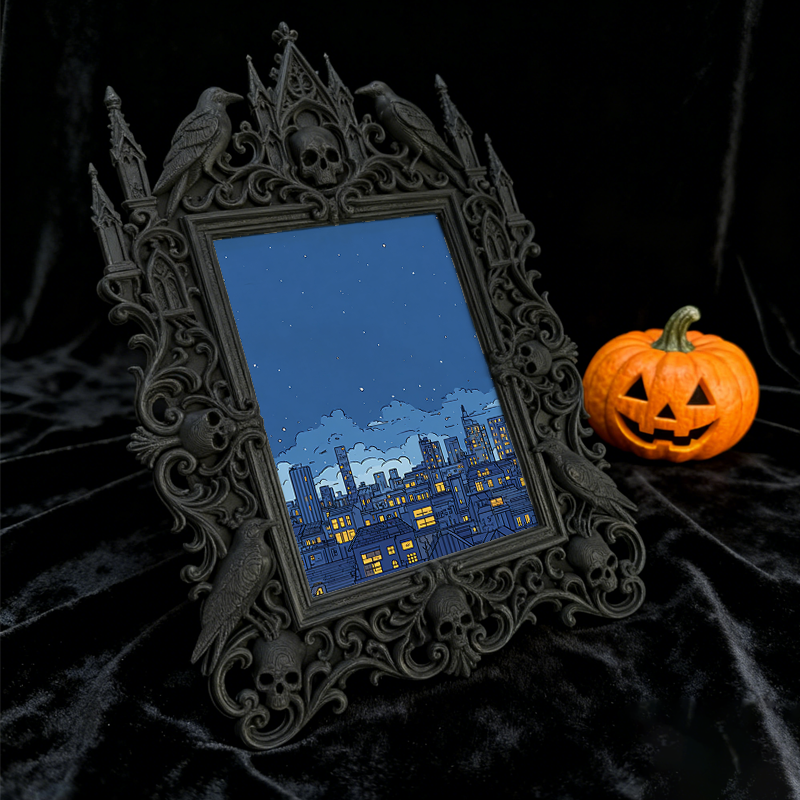 Popular Gothic Dark-style Photo Frame | Dark Fairy Tale Themed Kids’ Room Decor, Photo Ornament, Wall/Table Dual-use, Waterproof Anti-fade F