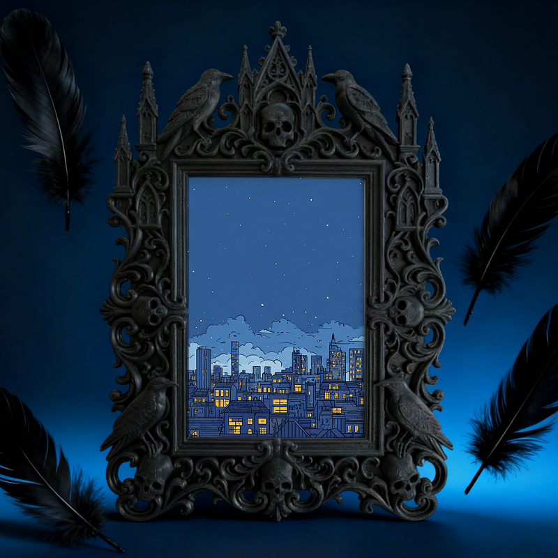 Popular Gothic Dark-style Photo Frame | Dark Fairy Tale Themed Kids’ Room Decor, Photo Ornament, Wall/Table Dual-use, Waterproof Anti-fade F