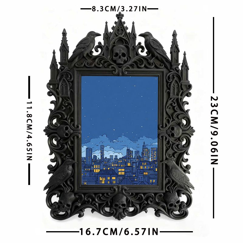 Popular Gothic Dark-style Photo Frame | Dark Fairy Tale Themed Kids’ Room Decor, Photo Ornament, Wall/Table Dual-use, Waterproof Anti-fade F