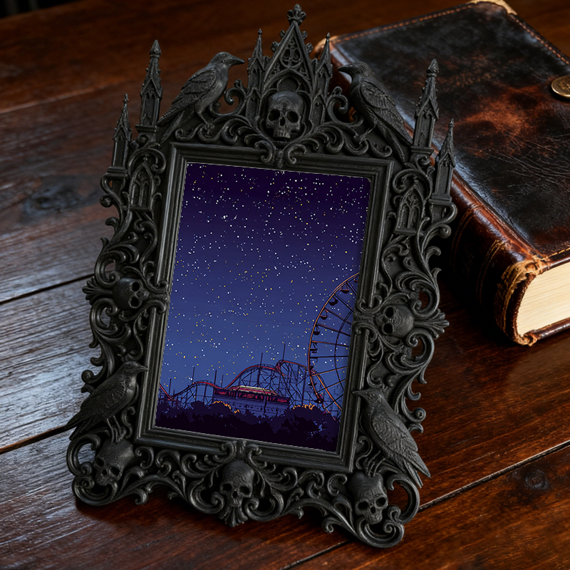Stylish Gothic Dark-style Photo Frame | Gothic Pet Grooming Shop Display, Photo Ornament, Wall-mountable & Tabletop, Waterproof Scratch-resi
