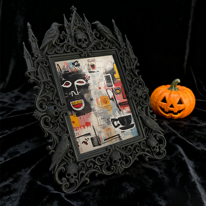 Bestseller Gothic Dark-style Photo Frame | Occult Bookstore Shelf Decor, Photo Ornament, Wall-mountable & Tabletop, Waterproof Lightweight F