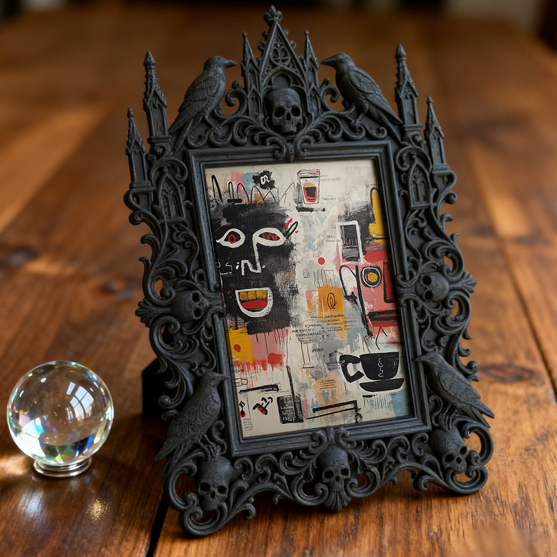 Bestseller Gothic Dark-style Photo Frame | Occult Bookstore Shelf Decor, Photo Ornament, Wall-mountable & Tabletop, Waterproof Lightweight F
