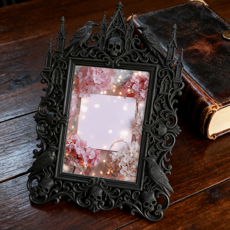 Luxury Gothic Dark-style Photo Frame | Gothic-style Tattoo Flash Shop Decor, Photo Ornament, Wall-mountable & Tabletop, Waterproof Matte Pla