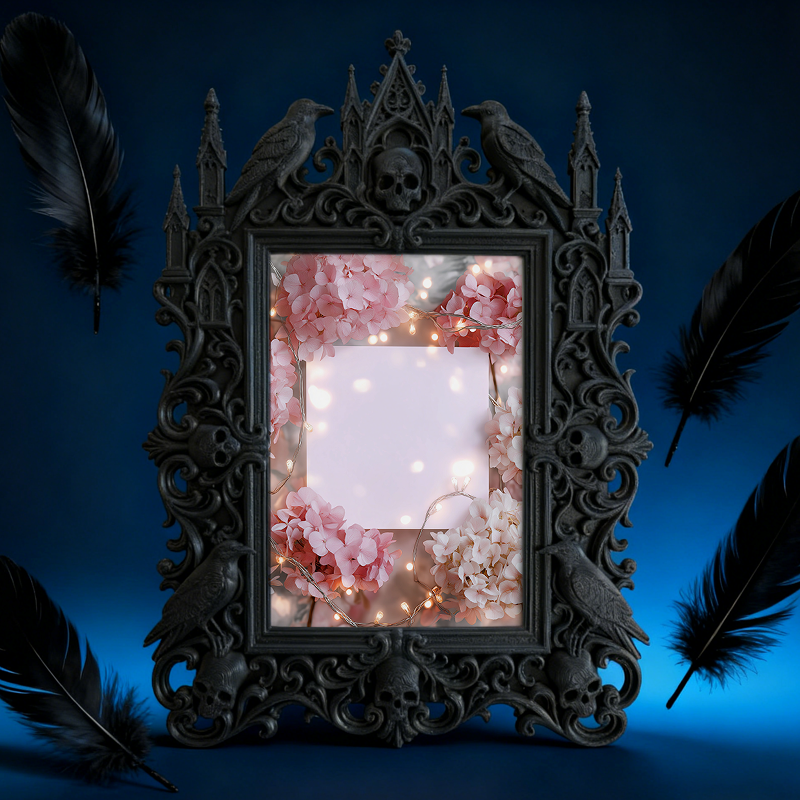 Luxury Gothic Dark-style Photo Frame | Gothic-style Tattoo Flash Shop Decor, Photo Ornament, Wall-mountable & Tabletop, Waterproof Matte Pla