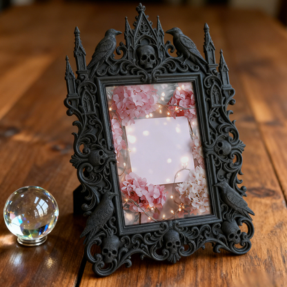 Luxury Gothic Dark-style Photo Frame | Gothic-style Tattoo Flash Shop Decor, Photo Ornament, Wall-mountable & Tabletop, Waterproof Matte Pla