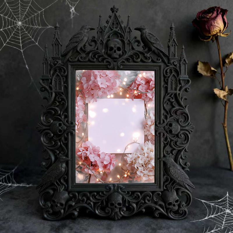 Luxury Gothic Dark-style Photo Frame | Gothic-style Tattoo Flash Shop Decor, Photo Ornament, Wall-mountable & Tabletop, Waterproof Matte Pla