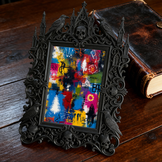 Stylish Gothic Dark-style Photo Frame | Wiccan Altar Side Decor, Photo Ornament, Wall-mountable & Tabletop, Waterproof Vintage Plastic Frame