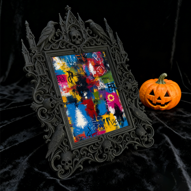 Stylish Gothic Dark-style Photo Frame | Wiccan Altar Side Decor, Photo Ornament, Wall-mountable & Tabletop, Waterproof Vintage Plastic Frame