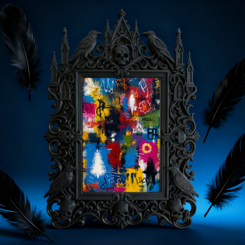 Stylish Gothic Dark-style Photo Frame | Wiccan Altar Side Decor, Photo Ornament, Wall-mountable & Tabletop, Waterproof Vintage Plastic Frame