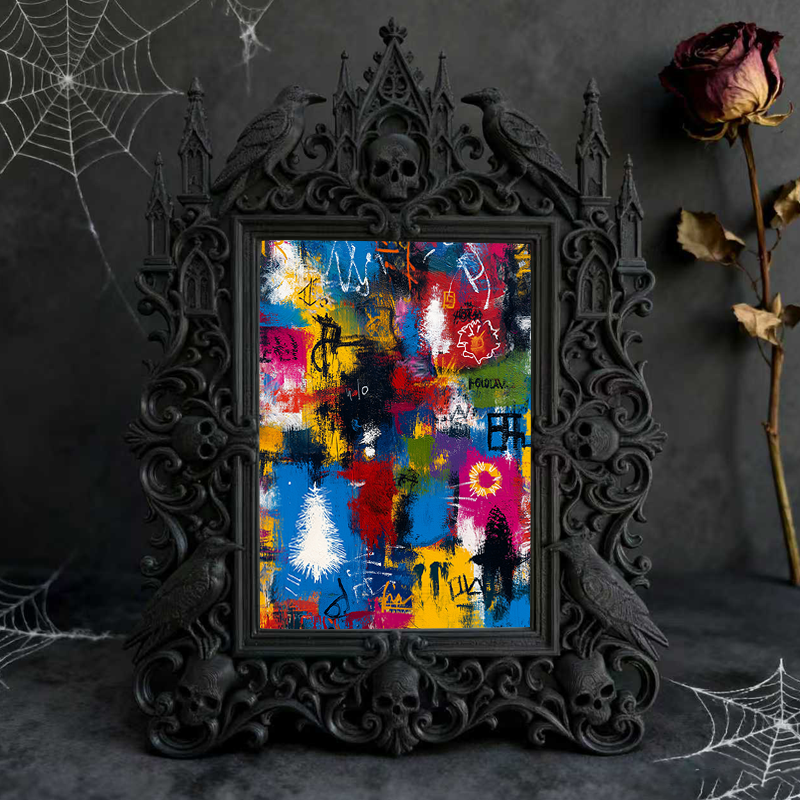 Stylish Gothic Dark-style Photo Frame | Wiccan Altar Side Decor, Photo Ornament, Wall-mountable & Tabletop, Waterproof Vintage Plastic Frame