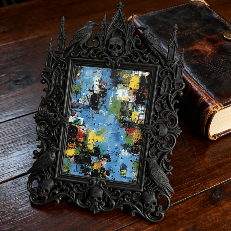 Top-rated Gothic Dark-style Photo Frame | Horror Escape Room Clue Wall Decor, Photo Ornament, Dual-use Display, Waterproof Reusable Frame